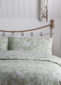 Dreams & Drapes Design Spring Rabbits Green Duvet Cover Set