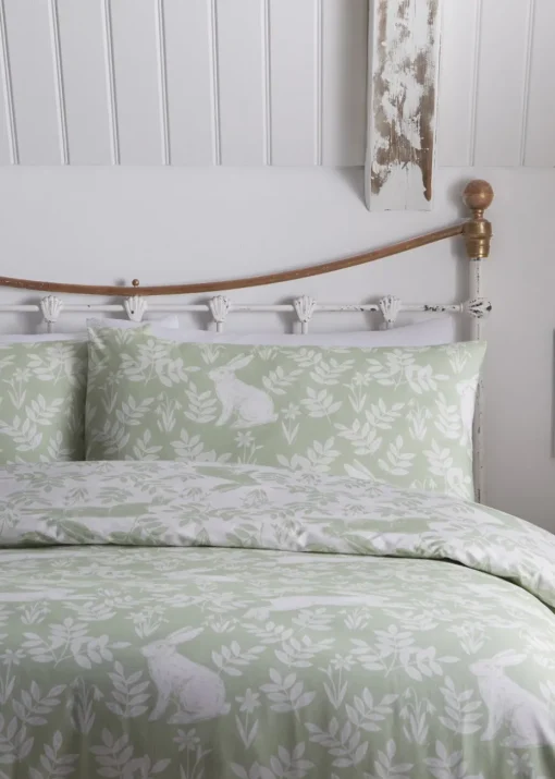 Dreams & Drapes Design Spring Rabbits Green Duvet Cover Set