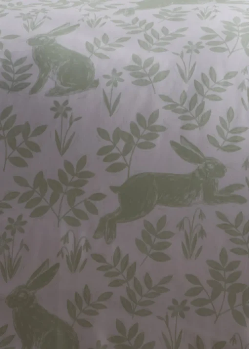 Dreams & Drapes Design Spring Rabbits Green Duvet Cover Set