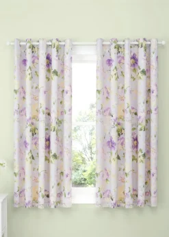 Dreams & Drapes Design Flourette Lined Lilac Eyelet Curtains