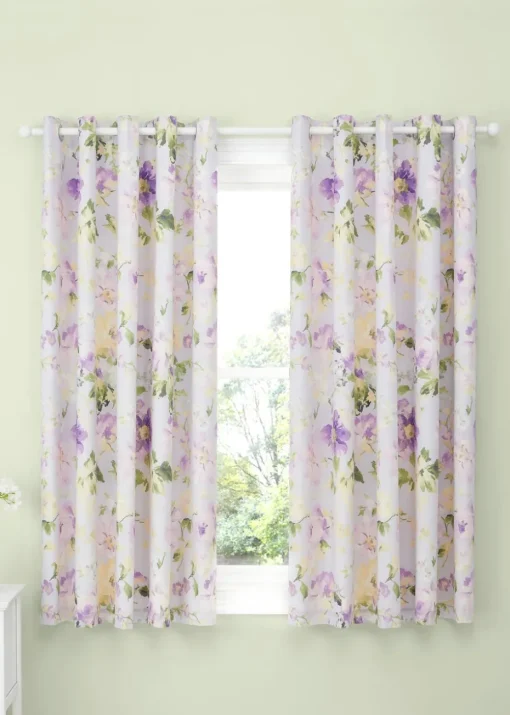 Dreams & Drapes Design Flourette Lined Lilac Eyelet Curtains