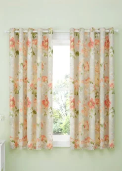 Dreams & Drapes Design Flourette Lined Natural Eyelet Curtains