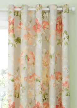 Dreams & Drapes Design Flourette Lined Natural Eyelet Curtains