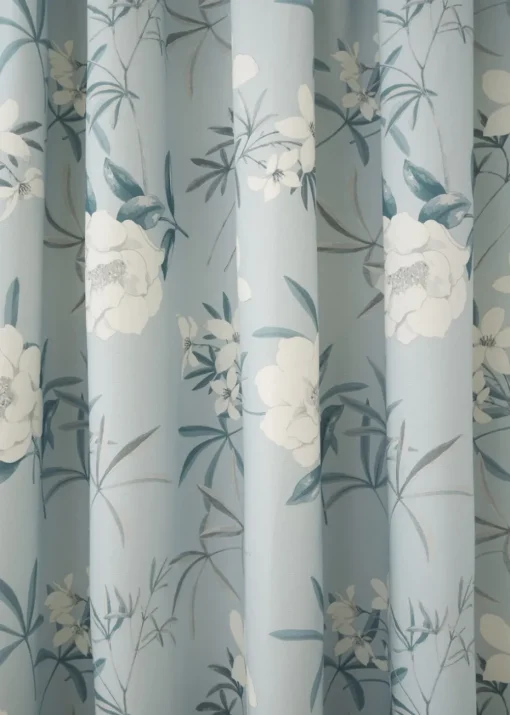 Dreams & Drapes Eve Blue Pencil Pleat Curtains With Tie-Backs