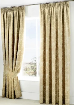 Dreams & Drapes Jasmine Cream Pencil Curtains with Tie-backs
