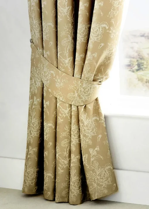 Dreams & Drapes Jasmine Cream Pencil Curtains with Tie-backs