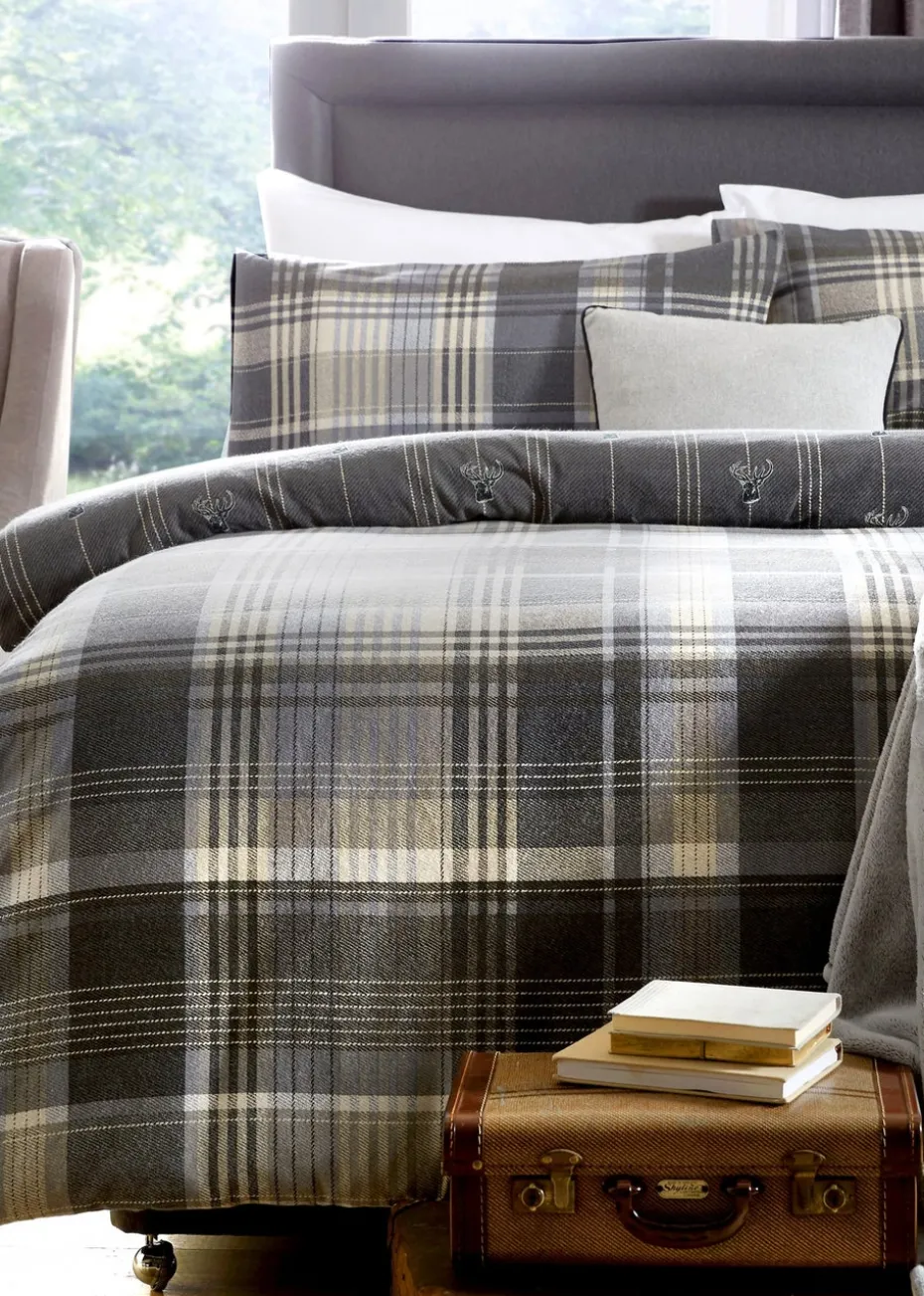 Dreams & Drapes Lodge Connolly Check Brushed Cotton Grey Duvet Cover Set