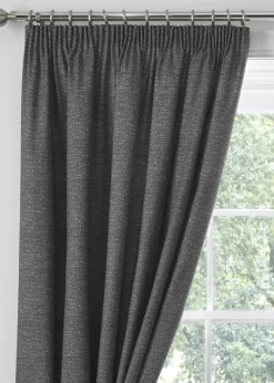 Dreams & Drapes Pembrey Brushed Cotton Grey Pencil Pleat Curtains With Tie-Backs