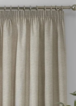 Dreams & Drapes Pembrey Brushed Cotton Natural Pencil Pleat Curtains With Tie-Backs