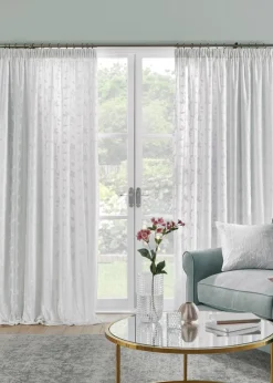 Dreams & Drapes Sophia Jacquard Ivory Pencil Pleat Curtains