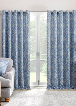 Dreams & Drapes Vivianna Dimout Blue Eyelet Curtains