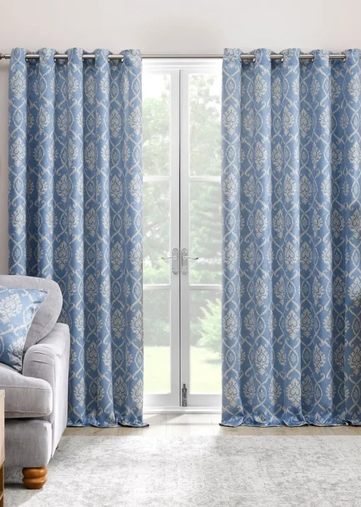 Dreams & Drapes Vivianna Dimout Blue Eyelet Curtains