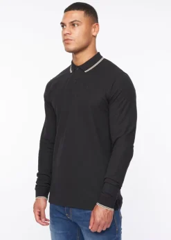 Duck & Cover Black Roxberry Long Sleeve Polo