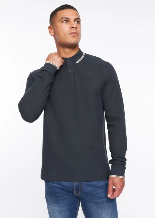 Duck & Cover Navy Roxberry Long Sleeve Polo