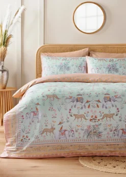 Duck Egg Blue Floral & Elephant Duvet Set