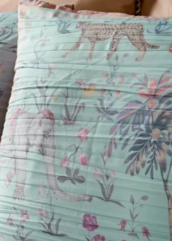 Duck Egg Blue Floral & Elephant Duvet Set