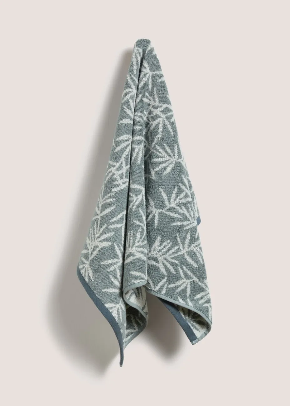 Duck Egg Jacquard Leaf Towel