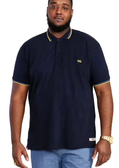 Duke Navy Hamford 1 Ribbed Collar Kingsize Polo Shirt