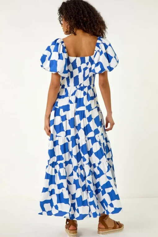 Dusk Blue Dusk Geo Print Tiered Dress