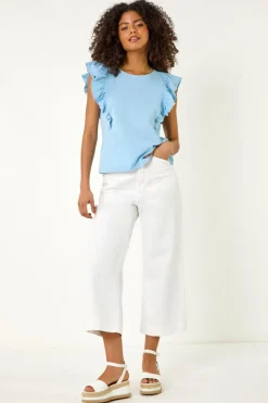 Dusk Blue Dusk Short Sleeve Ruffle Stretch Tee