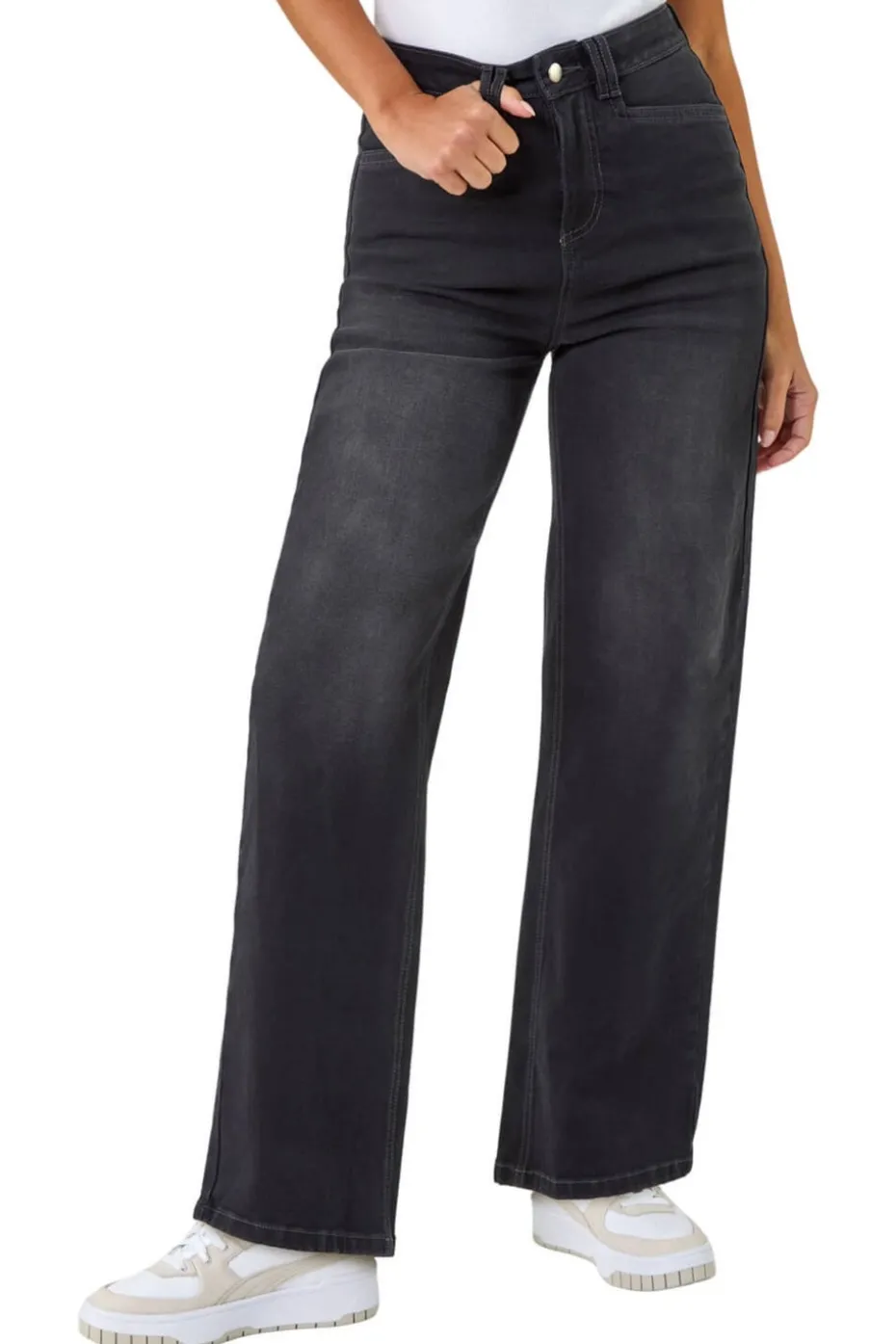 Dusk Charcoal Dusk Denim Wide Leg Stretch Jeans