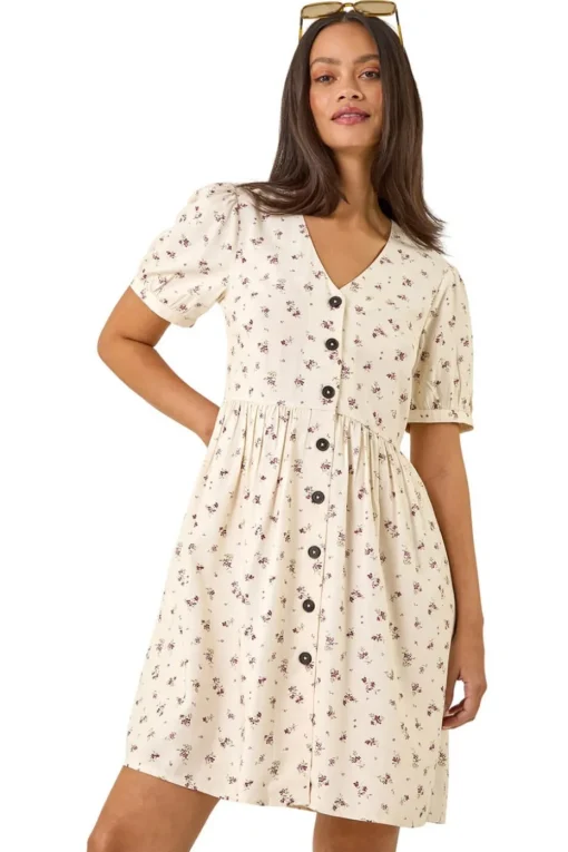 Dusk Ivory Dusk Floral Button Down Dress