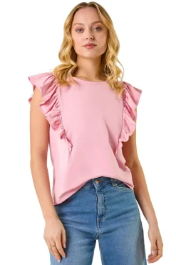 Dusk Pink Dusk Short Sleeve Ruffle Stretch Tee