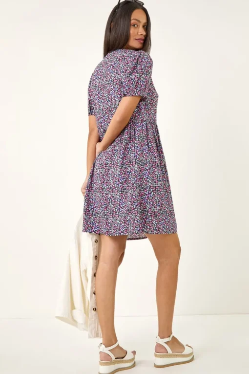 Dusk Purple Dusk Floral Button Down Dress