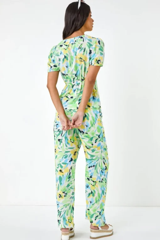Dusk White Dusk Floral Motif Tie Top