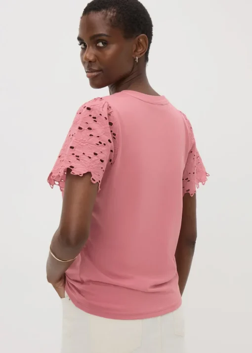 Dusty Pink Floral Lace T-Shirt