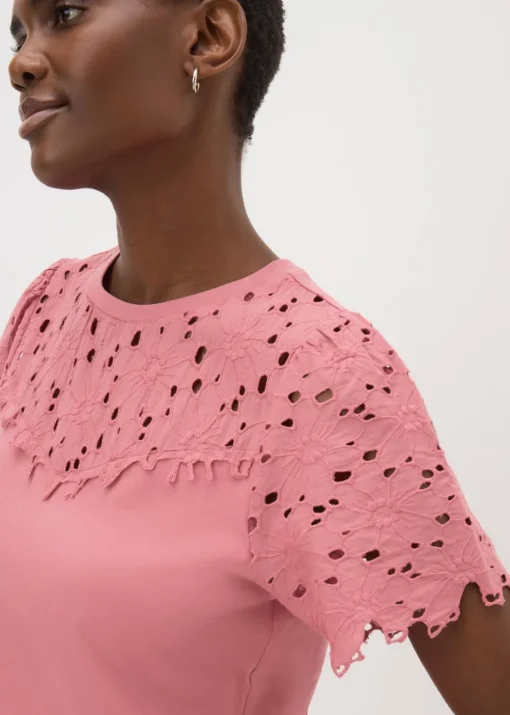 Dusty Pink Floral Lace T-Shirt