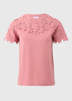 Dusty Pink Floral Lace T-Shirt
