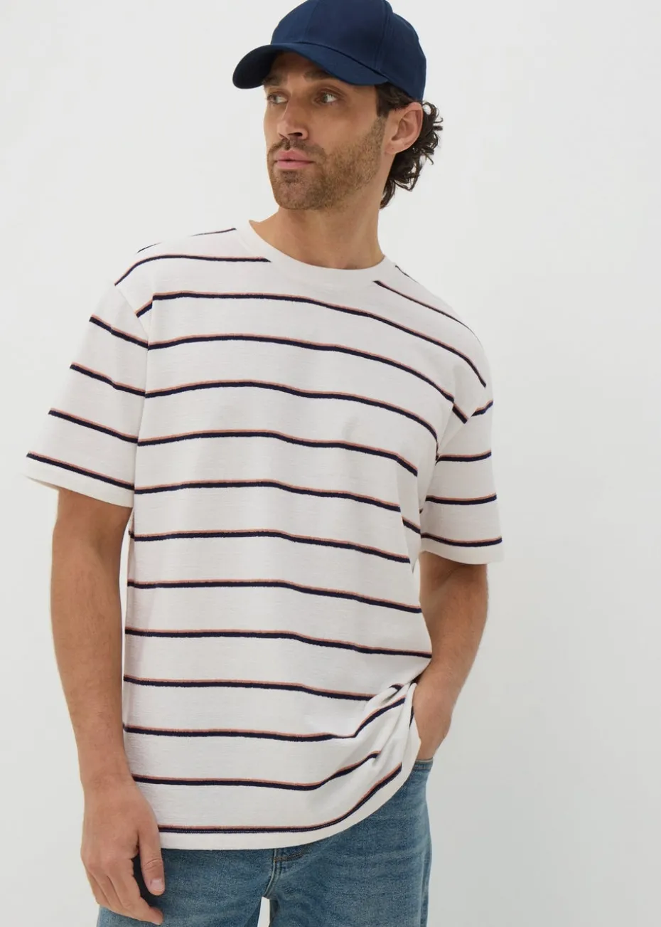Ecru Crepe Stripe T-Shirt