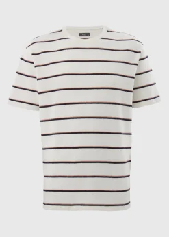 Ecru Crepe Stripe T-Shirt