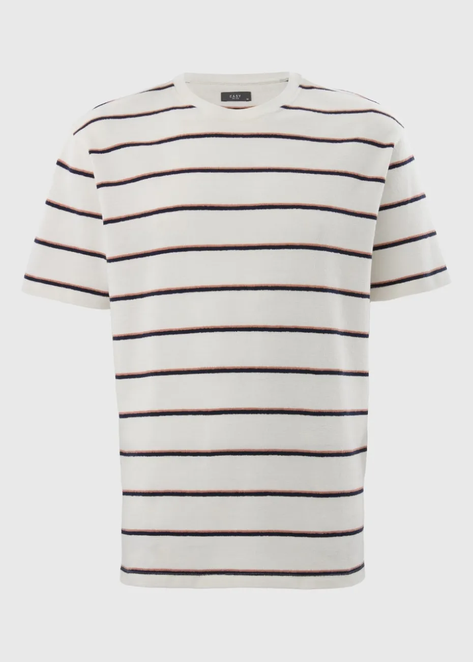 Ecru Crepe Stripe T-Shirt