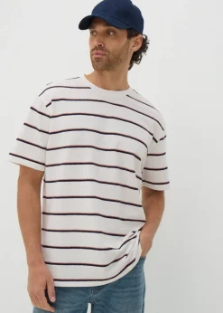 Ecru Crepe Stripe T-Shirt