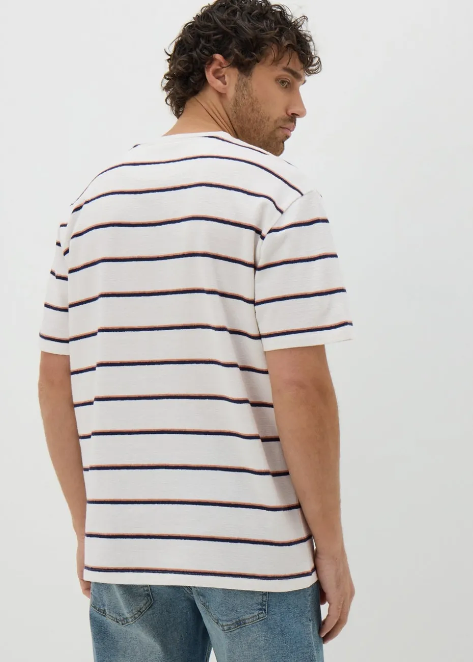 Ecru Crepe Stripe T-Shirt