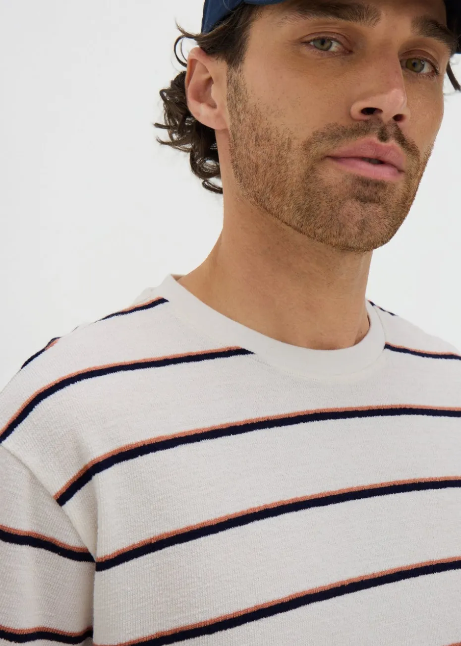 Ecru Crepe Stripe T-Shirt