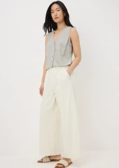 Ecru Crop Wide Leg Trousers