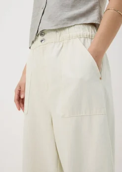 Ecru Crop Wide Leg Trousers