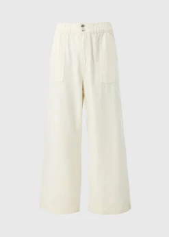 Ecru Crop Wide Leg Trousers