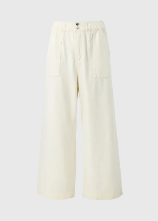 Ecru Crop Wide Leg Trousers