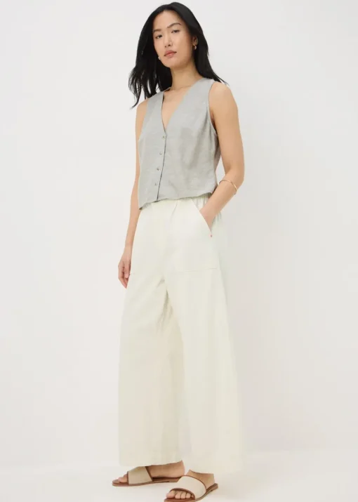 Ecru Crop Wide Leg Trousers