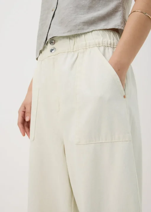 Ecru Crop Wide Leg Trousers