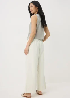 Ecru Crop Wide Leg Trousers