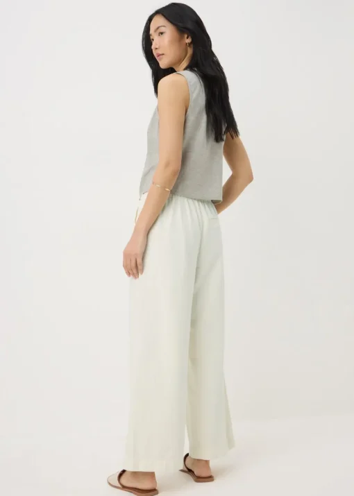 Ecru Crop Wide Leg Trousers