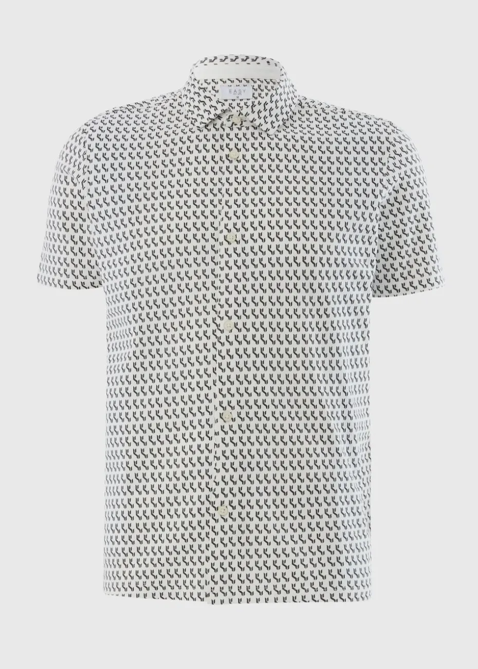 Ecru Geo Print Jersey Shirt