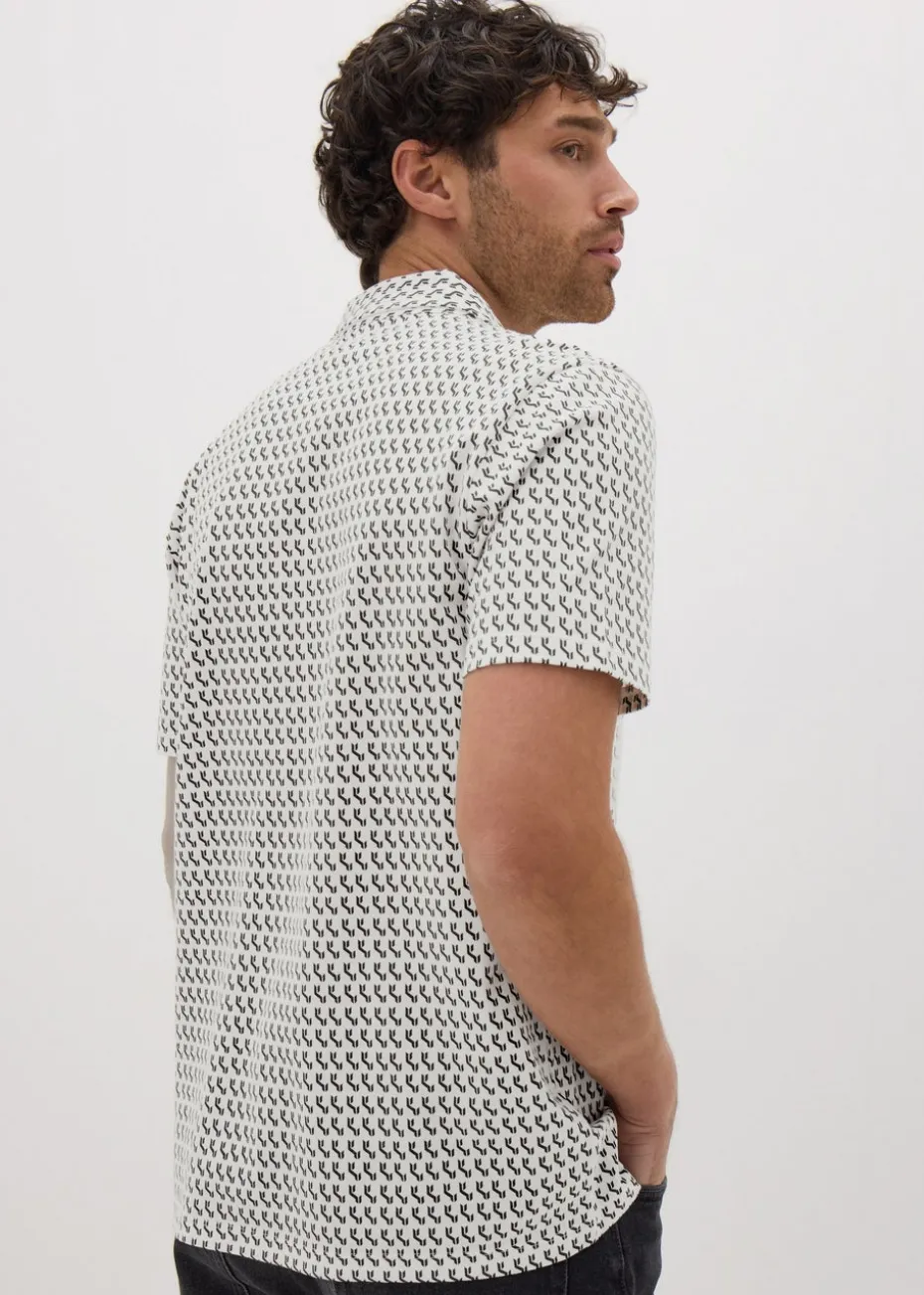 Ecru Geo Print Jersey Shirt