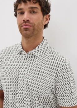 Ecru Geo Print Jersey Shirt