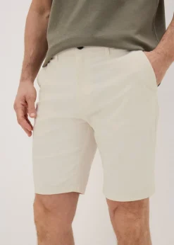 Ecru Slim Fit Chino Shorts